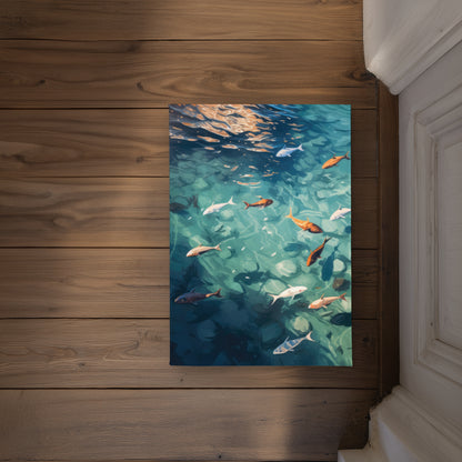 Caustic Fish Orange Indoor Outdoor Door Mat | Home Decor