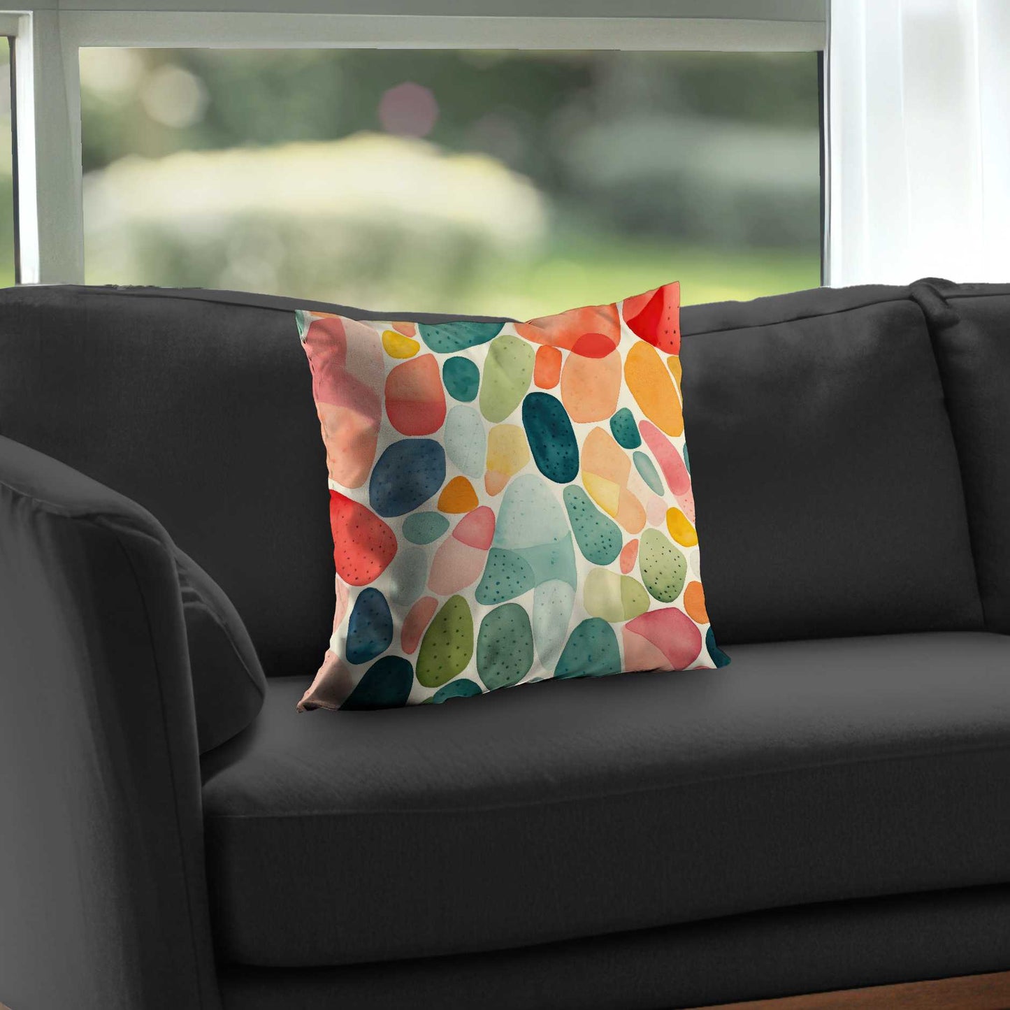 Coussin décoratif en sergé de polyester à motifs de graines | Décoration d'intérieur élégante