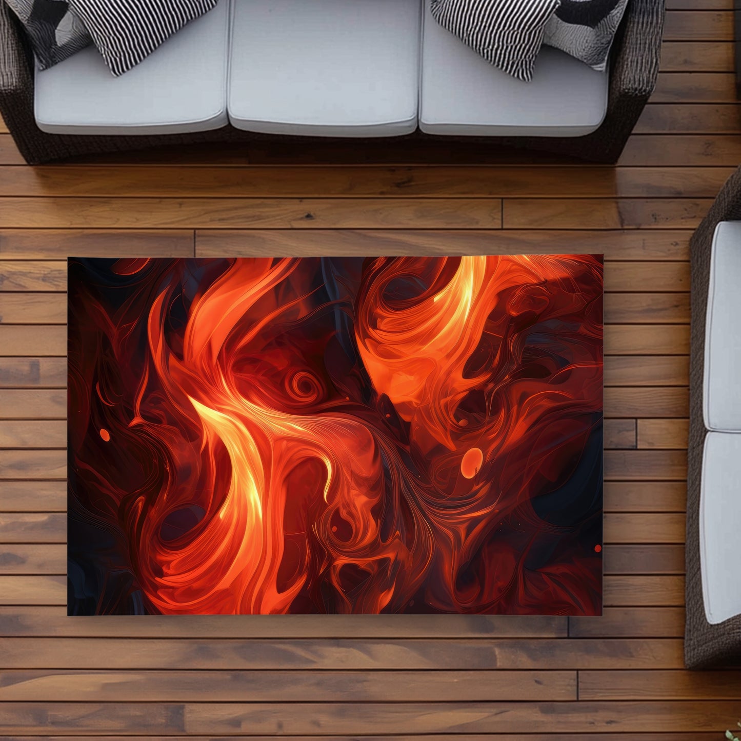 Fires of Heck - Black Outdoor Area Rug for Home Decor