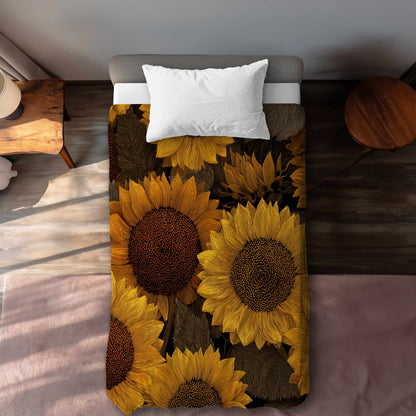 Housse de couette Golden Glow Blooms | Décoration d'intérieur élégante