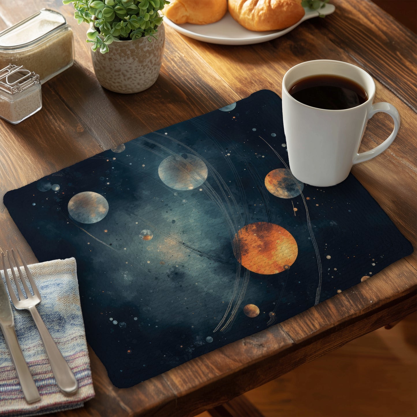 Napperon tressé en polyester Deep Exploration pour la décoration intérieure