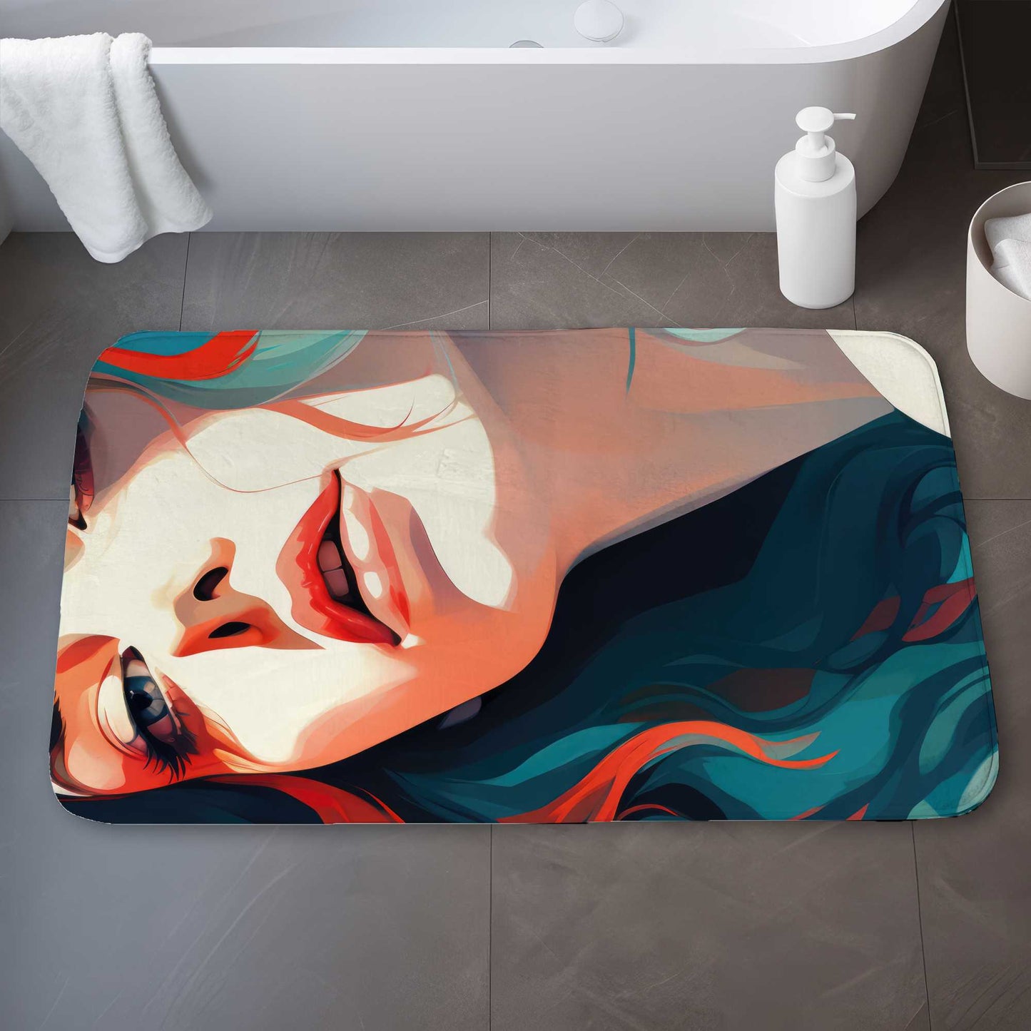 Dangerous Lips Blue Bath Mat | Stylish Home Decor Accent