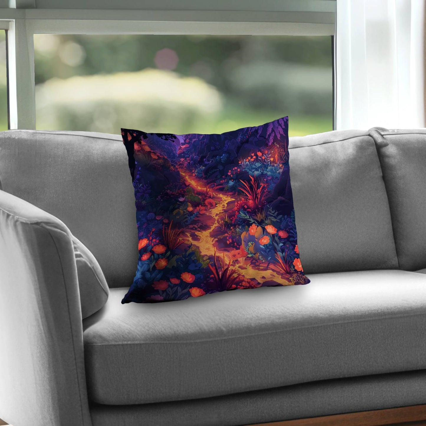 Burning flowers - Throw pillow - Print on demand