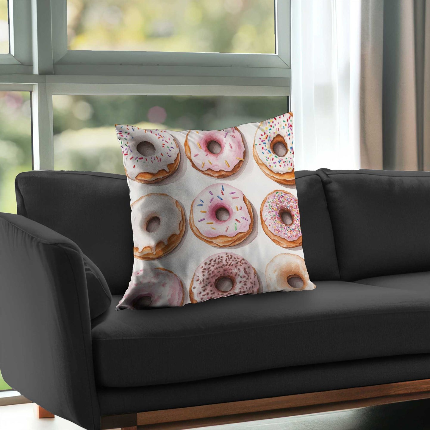 Donuts Poly Twill Throw Pillow - Cozy Home Decor Accent
