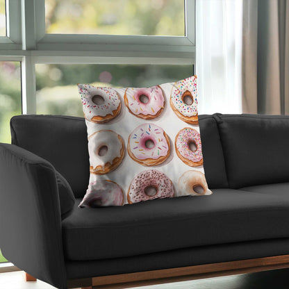 Donuts Poly Twill Throw Pillow - Cozy Home Decor Accent