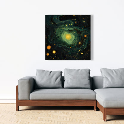 Illuminated in Space - Black Canvas Home Decor Art Print