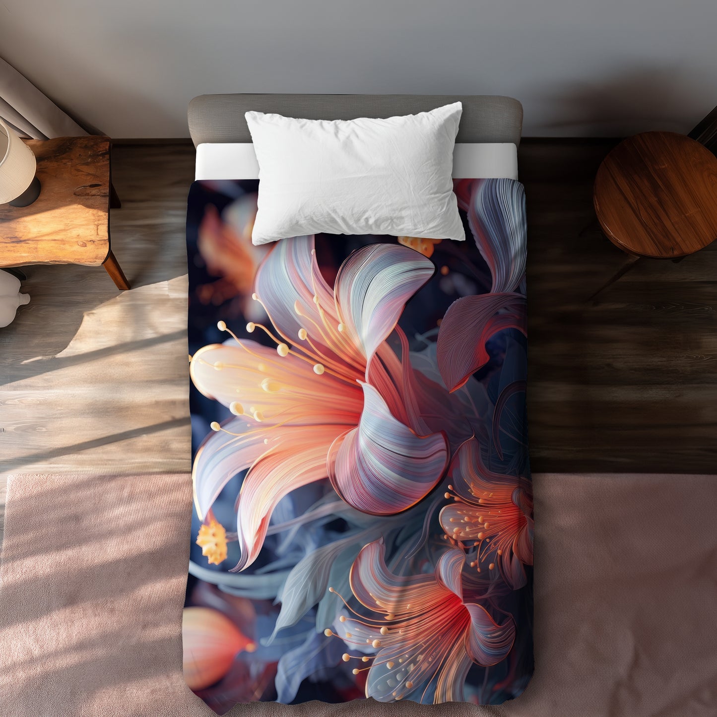 Astral Bloom Black Duvet Cover | Elegant Home Decor Essentials