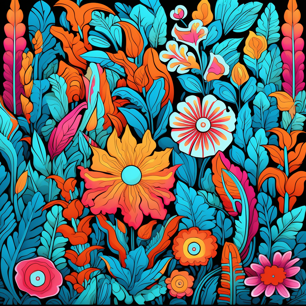 Floral Hues Black Poly Twill Throw Pillow - Decor Insert