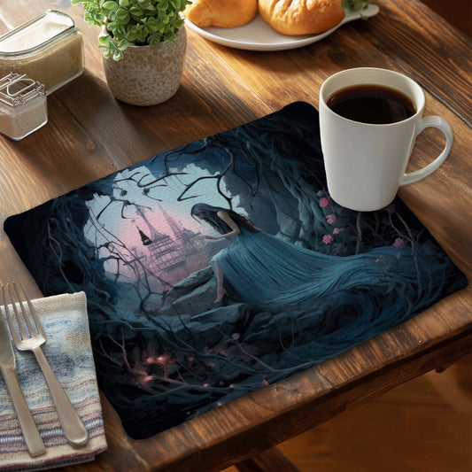 Morose Cave - Turquoise Braided Polyester Placemat for Home Decor