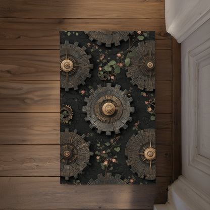 Cog Pattern Brown Indoor Outdoor Door Mat | Home Decor