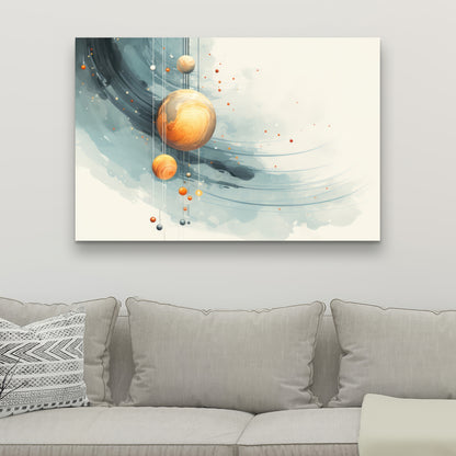 Hanging Planets - Blue Canvas Art for Home Decor | Unique Wall Art