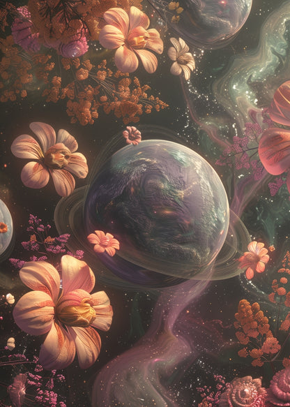 Flower space Black Indoor Outdoor Door Mat - Home Decor