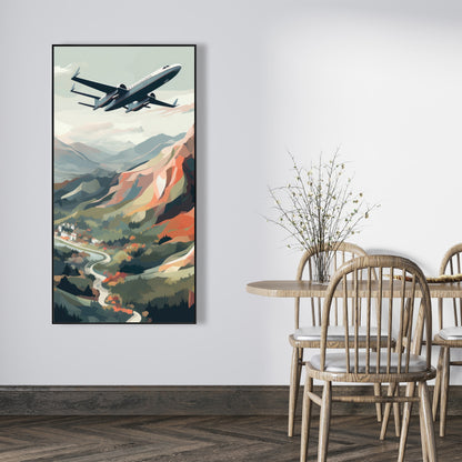 Shallow Flight - Green Framed Canvas Home Decor Art