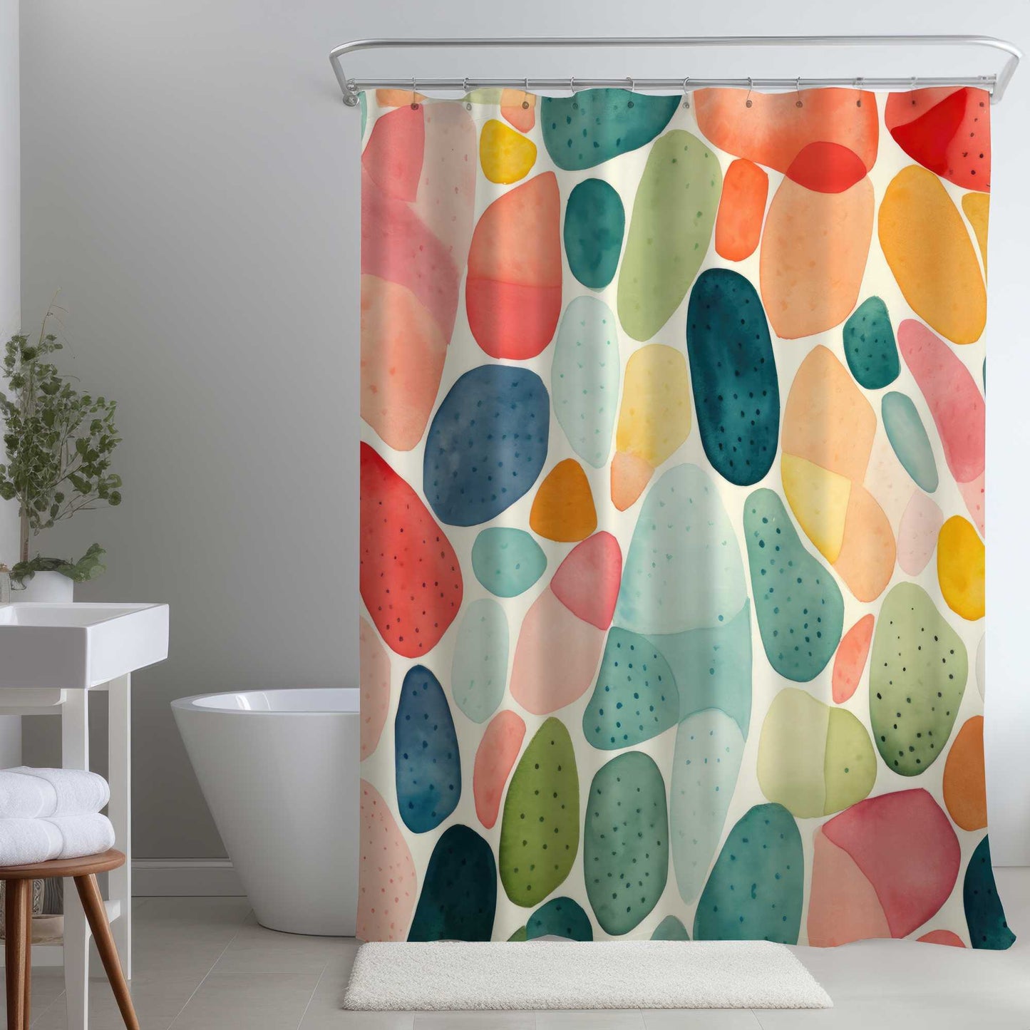 Rideau de douche motifs floraux stylisés | Accent de décoration intérieure élégant