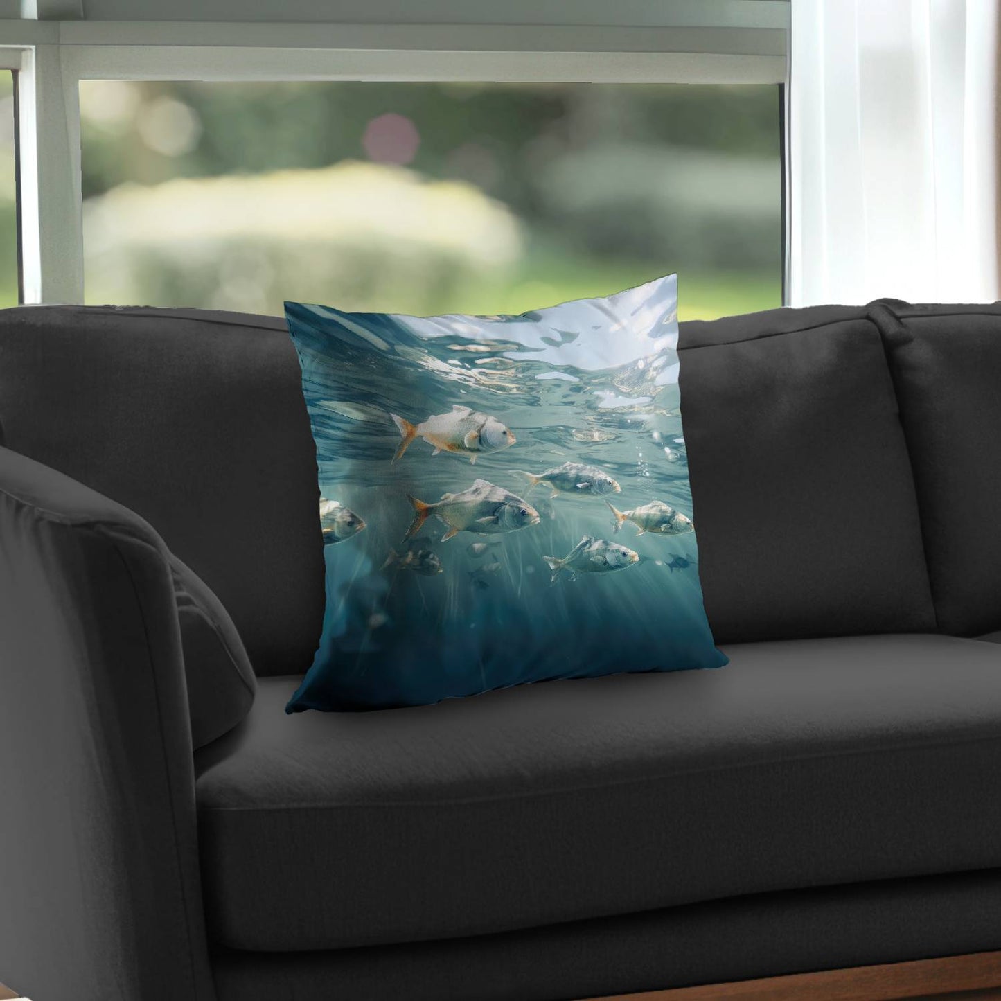 Swimming peacefully - Throw pillow - Print on demand