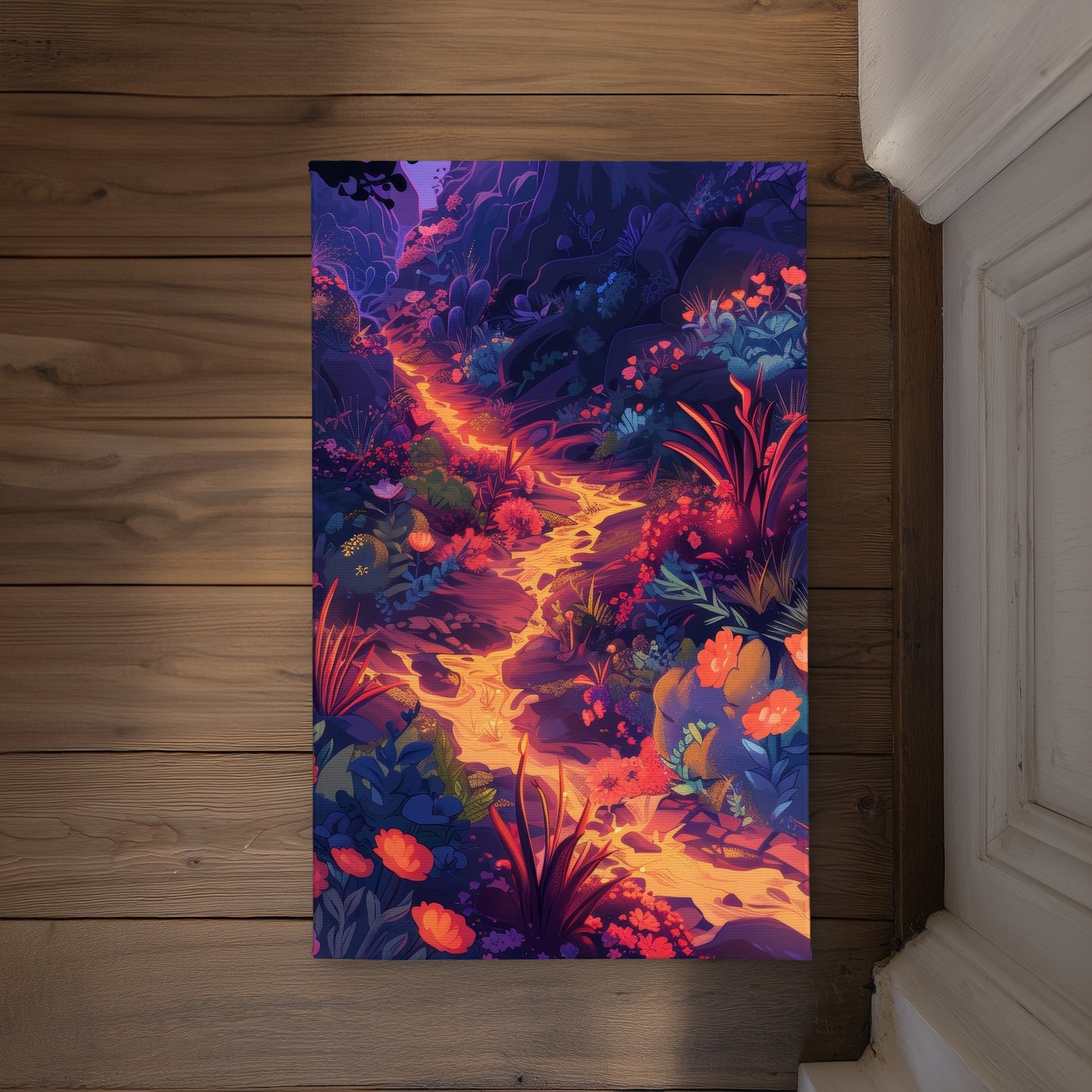 Burning Flowers Red Indoor Outdoor Door Mat - Home Decor