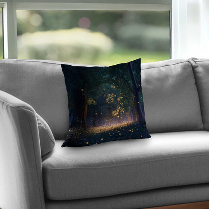 Glowing Leaves Poly Twill Throw Pillow | Home Decor Accent