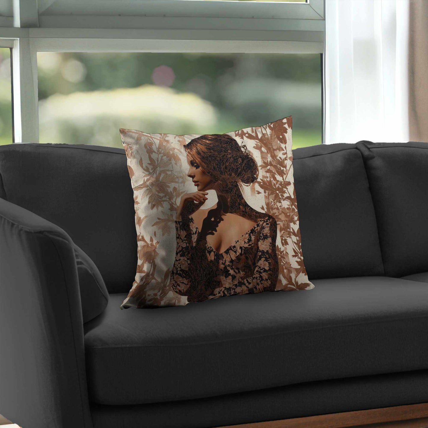 Coussin décoratif Contemplation en sergé de polyester - Décoration élégante pour la maison