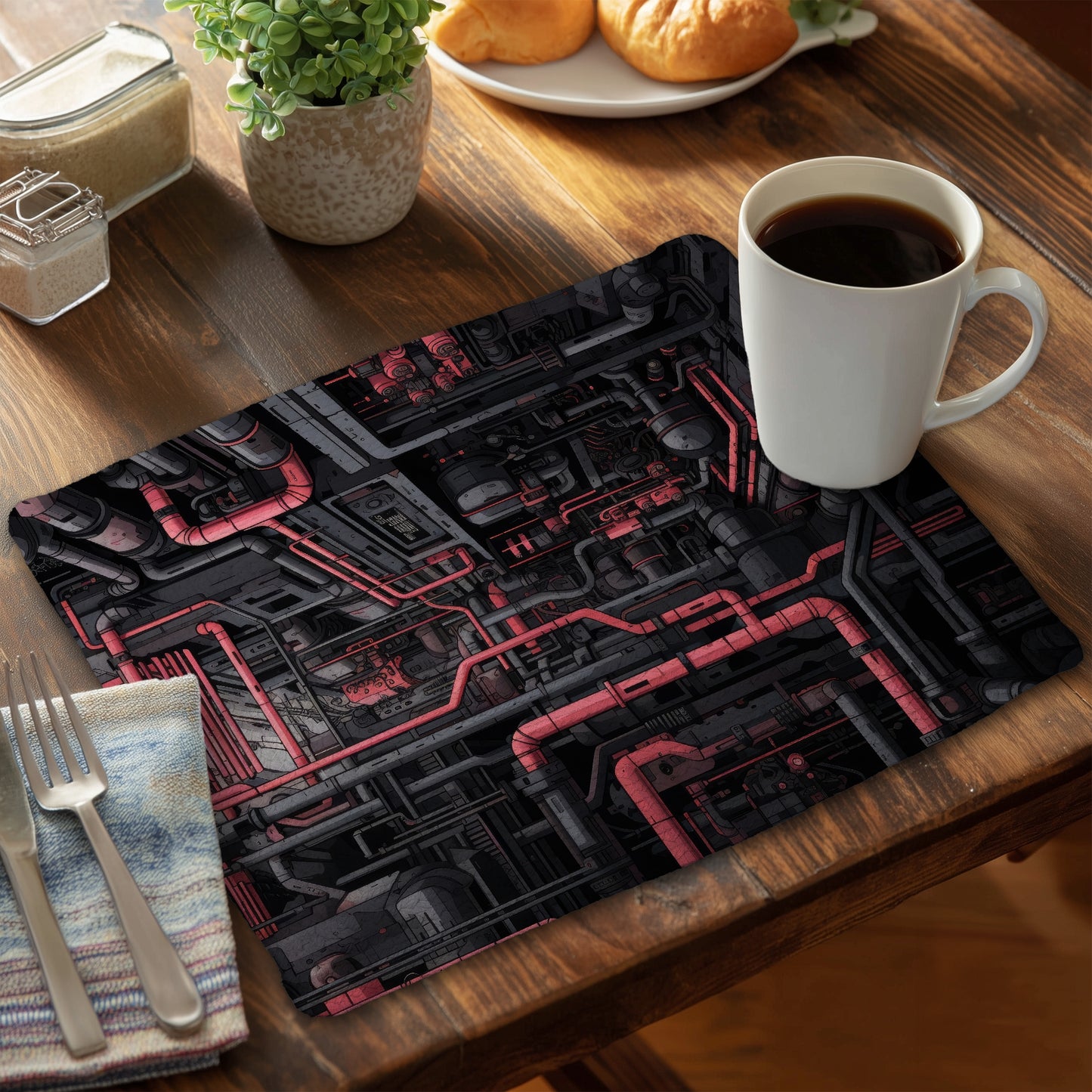 Tubular Nightmare - Pink Braided Polyester Placemat for Home Decor
