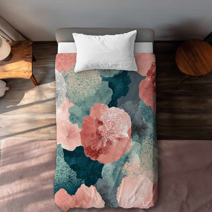 Housse de couette Fleurs de corail murmurantes - Décoration intérieure élégante