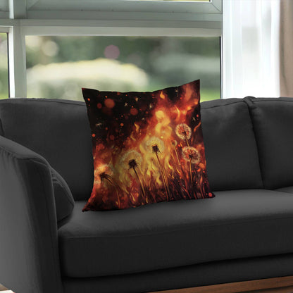 Dandy Fire Poly Twill Throw Pillow | Stylish Home Decor