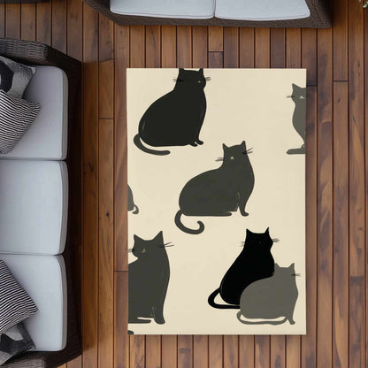 Tapis d'extérieur à motif de chats silencieux | Décoration d'intérieur