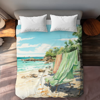 Housse de couette Plage Calme | Linge de lit doux et élégant pour la maison