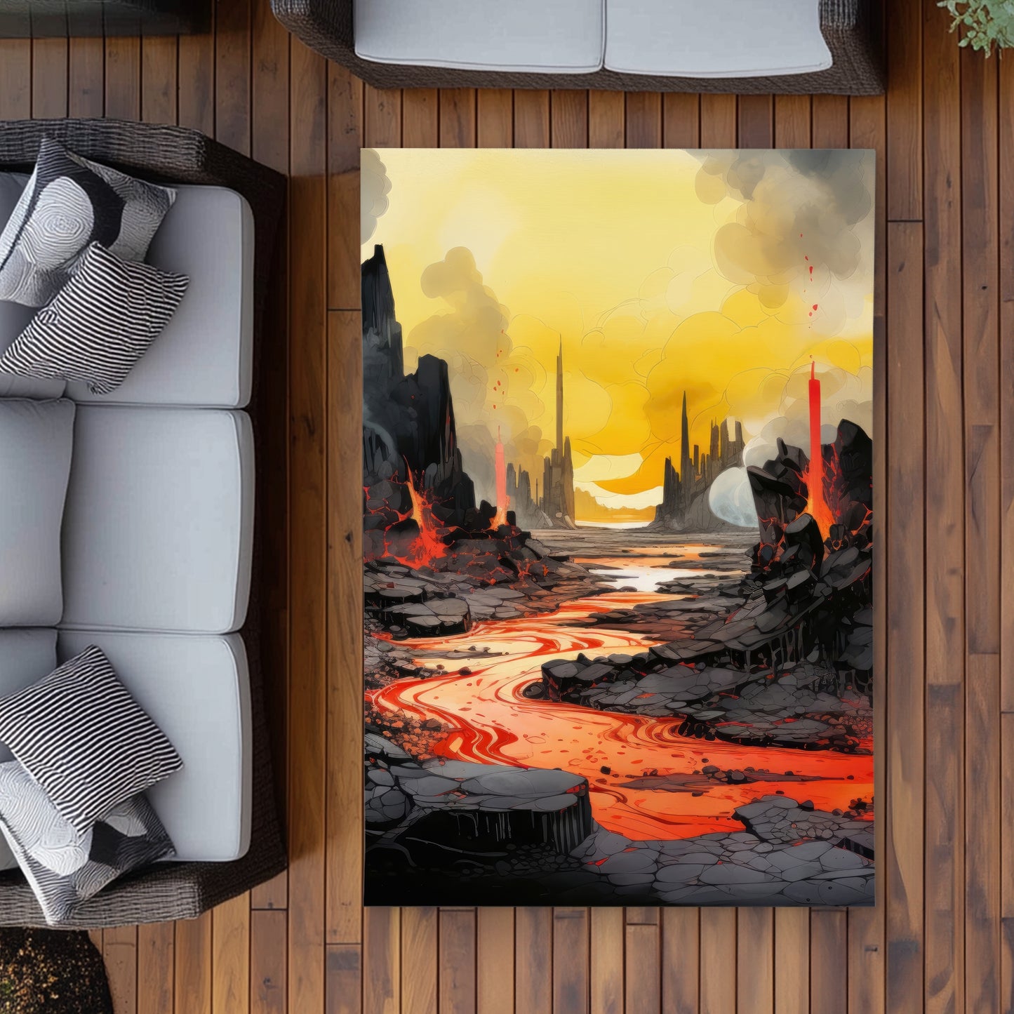 Tapis d'extérieur Charred - Décoration élégante pour Terrasses