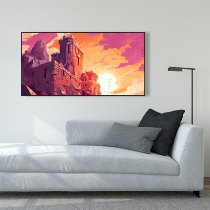 The Setting Rampart - Pink Framed Canvas for Home Decor