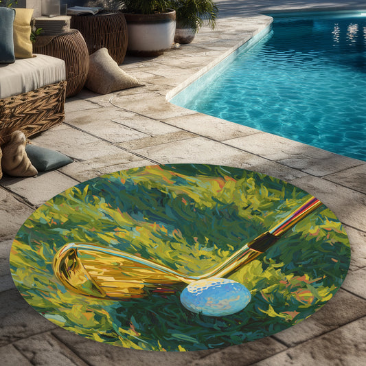 Tapis d'extérieur rond Golden Club - Décoration élégante pour la maison