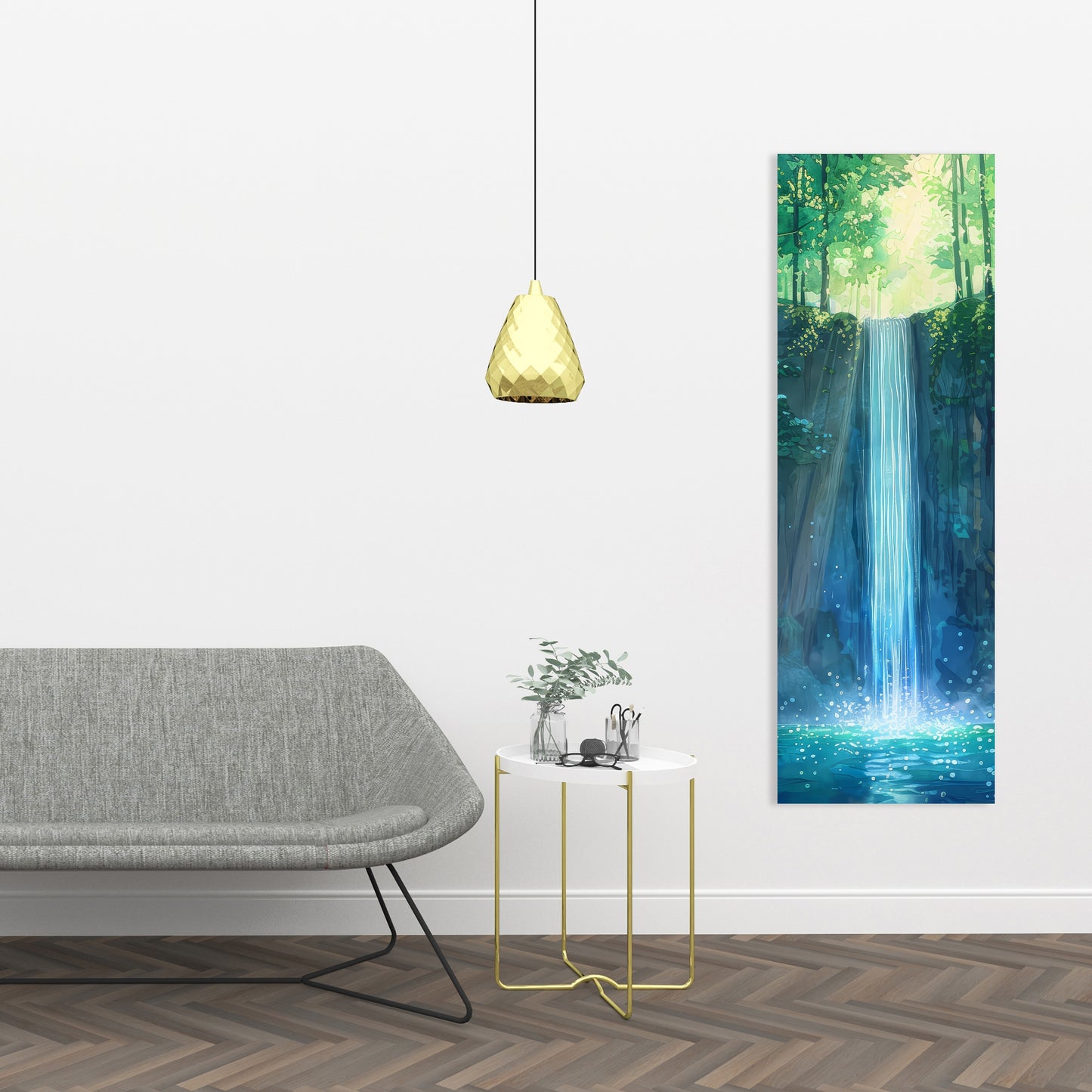 Waterfall Gray Canvas Art for Elegant Decor | Modern Design