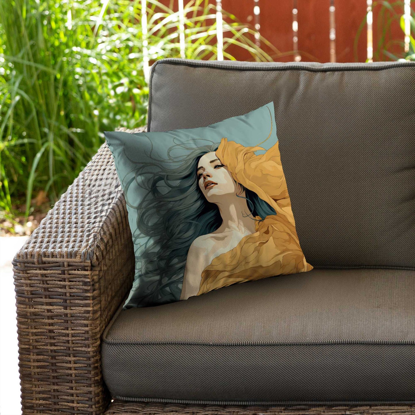 Coussin décoratif en sergé de polyester à motif fluide et sensuel - Décoration élégante pour la maison