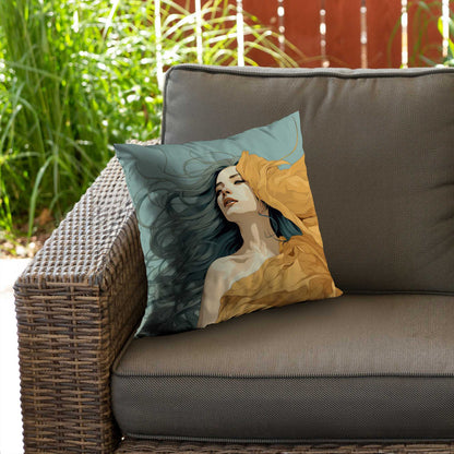 Coussin décoratif en sergé de polyester à motif fluide et sensuel - Décoration élégante pour la maison