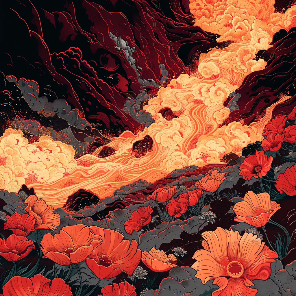 The Big Burn - Yellow Round Outdoor Area Rug for Home Decor