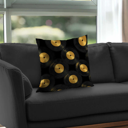 Golden Groove Circles Poly Twill Throw Pillow | Home Decor