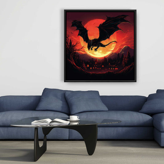 The dragon's wrath - Yellow Framed Canvas Home Decor Art