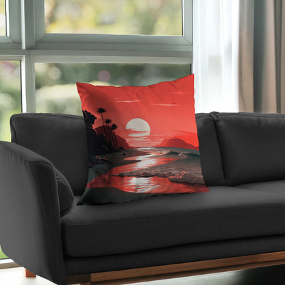Blood Sun Poly Twill Throw Pillow - Stylish Home Decor