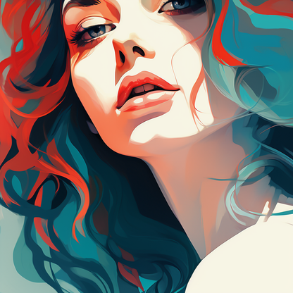 Dangerous Lips - Turquoise Framed Canvas Home Decor Art