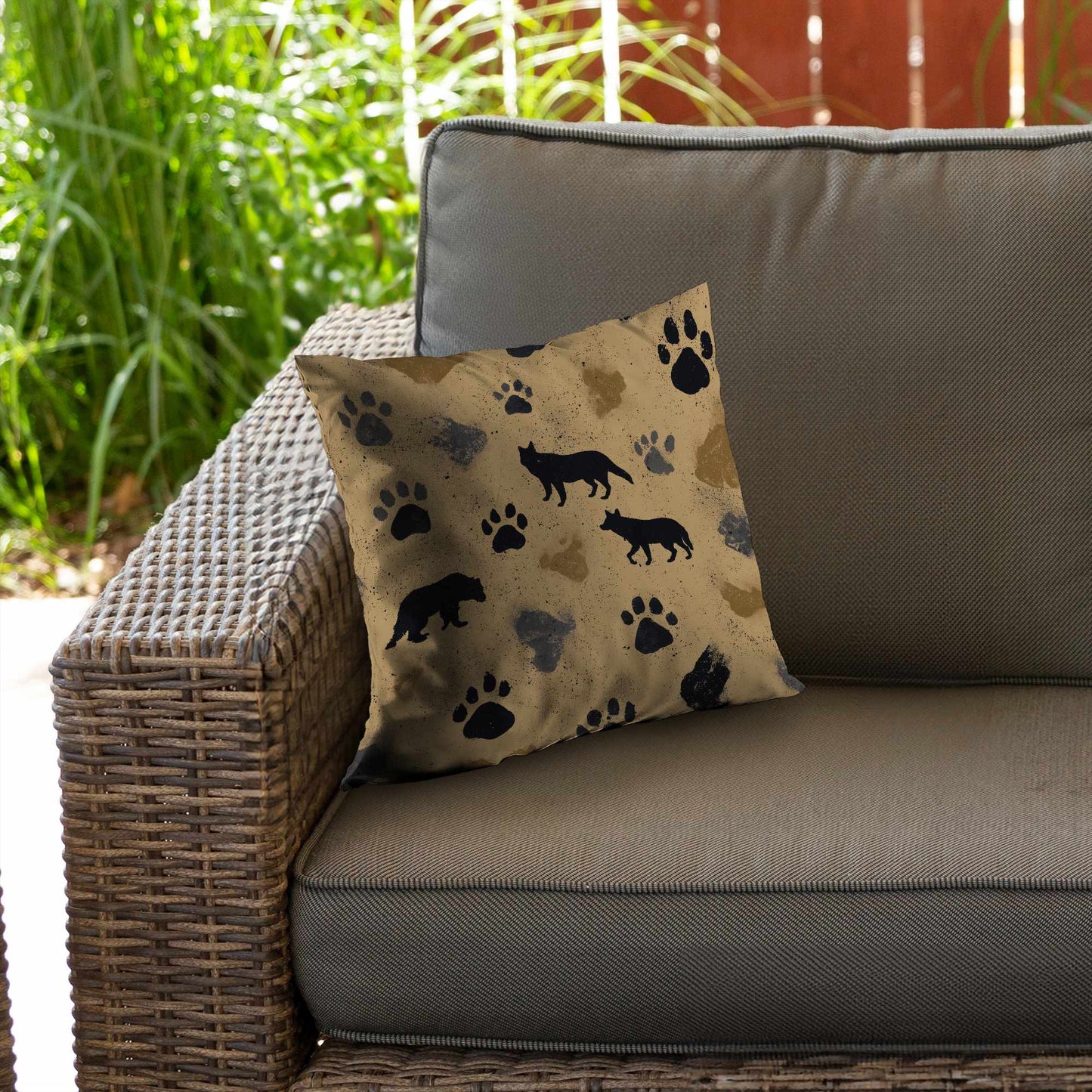 Coussin décoratif Wild Tracks Echo en sergé de polyester | Décoration d'intérieur