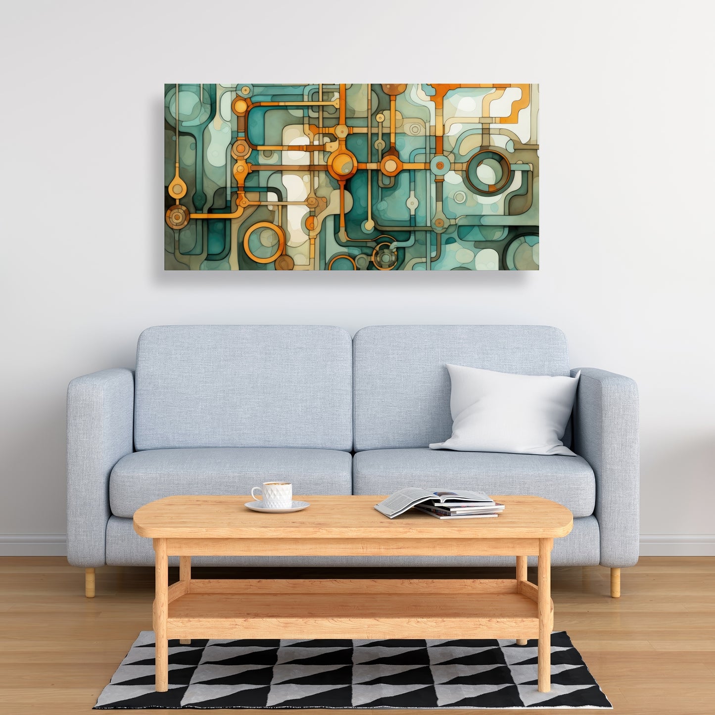 Turns and bends - Turquoise Canvas for Home Decor | Art