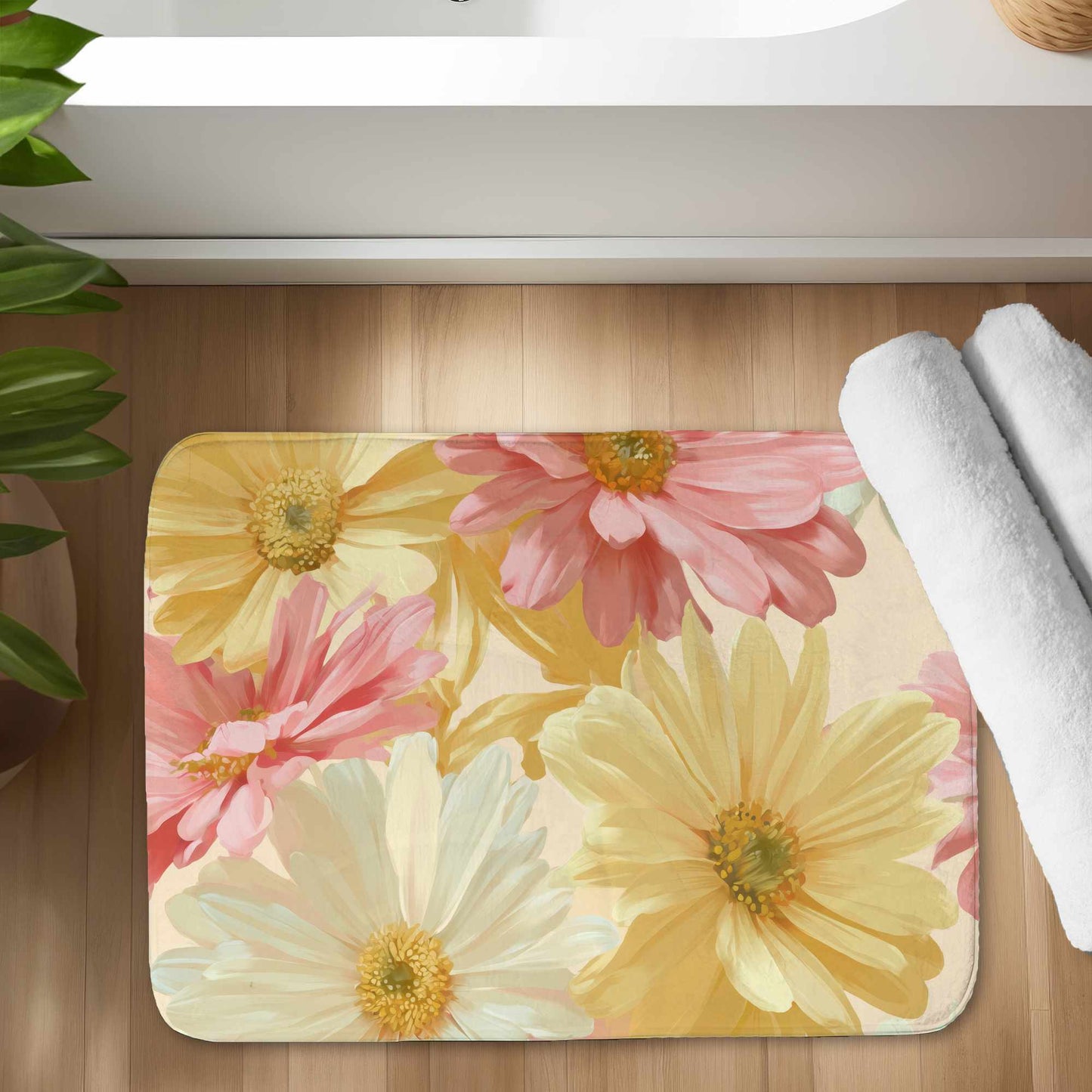 Sunlit Daisy Dream Bath Mat | Cozy Home Decor Accent