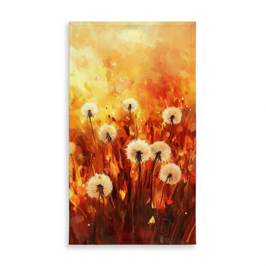 Dandelion Fire Red Tablecloth | Indoor Outdoor Home Decor