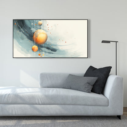 Hanging planets - Blue framed canvas for home decor