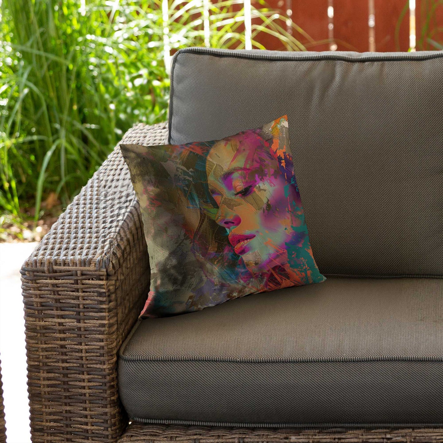 Grunge Look Poly Twill Throw Pillow - Stylish Home Decor