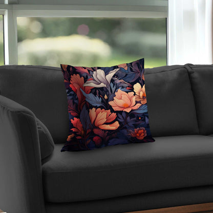 Blooming Uninterrupted Orange Poly Twill Throw Pillow |