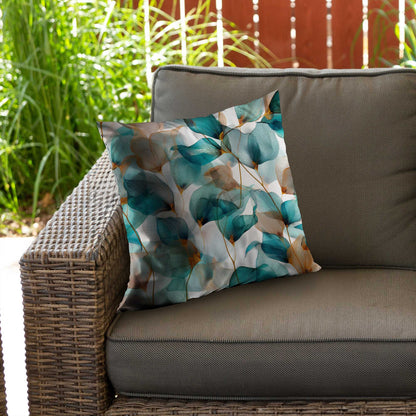 Teal and Brown Poly Twill Throw Pillow | Stylish Home Decor