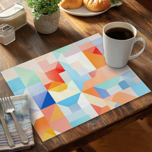 Geometric Cadence - Orange Polyester Placemat for Home Decor