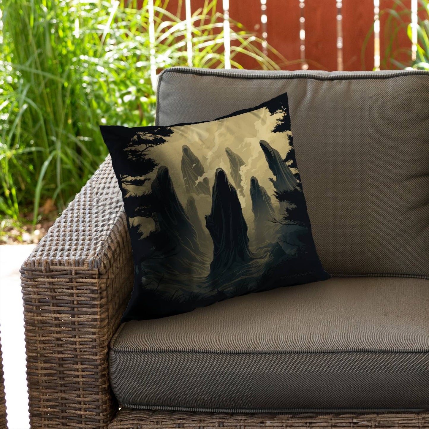 Here they wait - Throw pillow - Print on demand