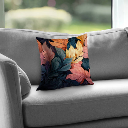 Coussin décoratif en sergé de polyester gris pastel fleuri | Décoration