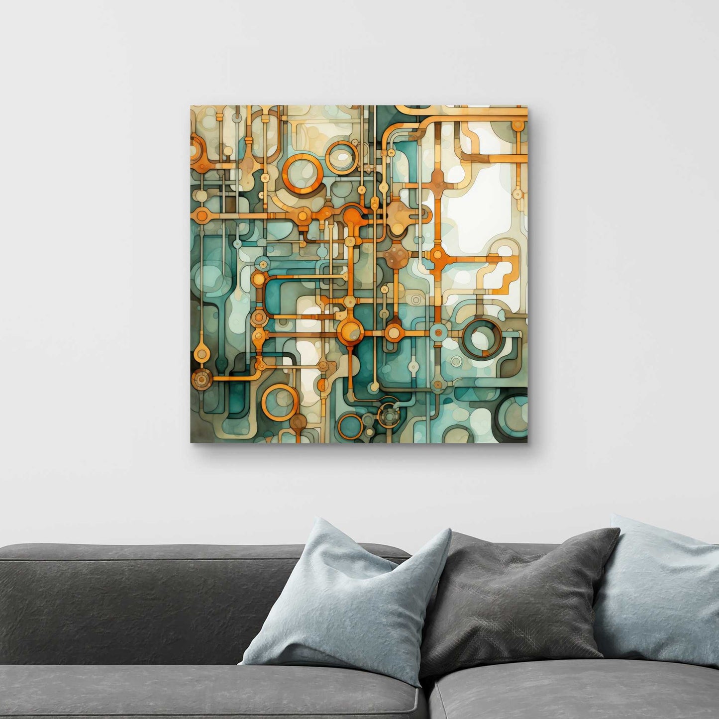 Turns and bends - Turquoise Canvas for Home Decor | Art